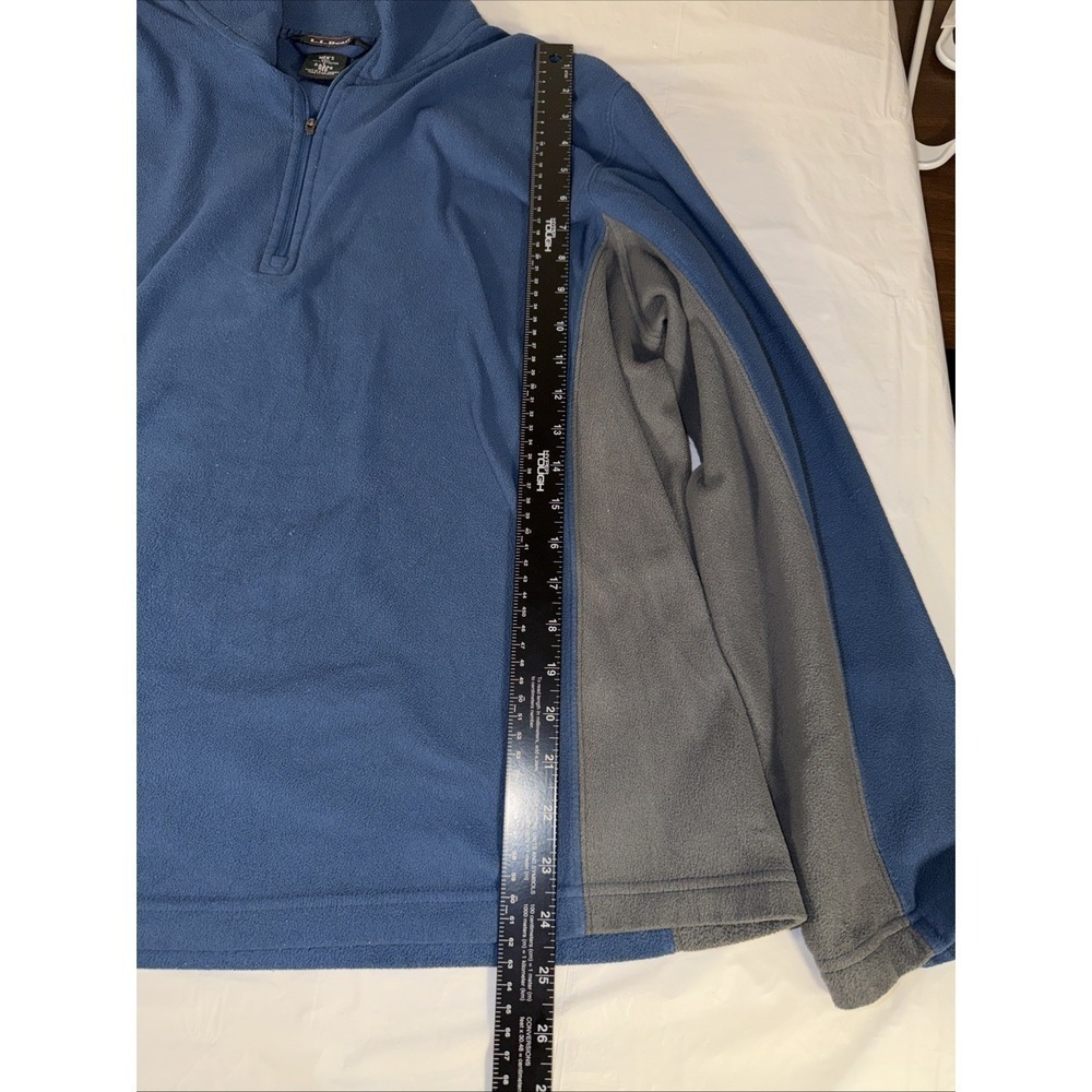 LL Bean Sweater Adult Large Blue & gray Fleece 1/4 Zip Long Sleeve Mens DAAP8 - Picture 6 of 12